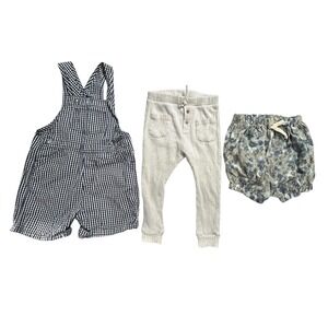Baby Clothes‎ Lot 18–24M Cottagecore Gingham Overalls Floral Neutral Set